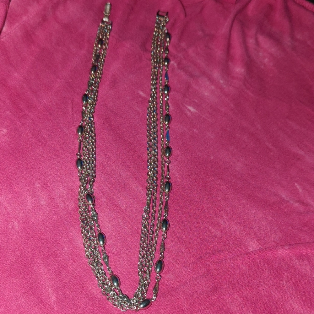 Elegant Silver and Black Beaded Necklace